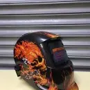 Welding Helmet red fire skull